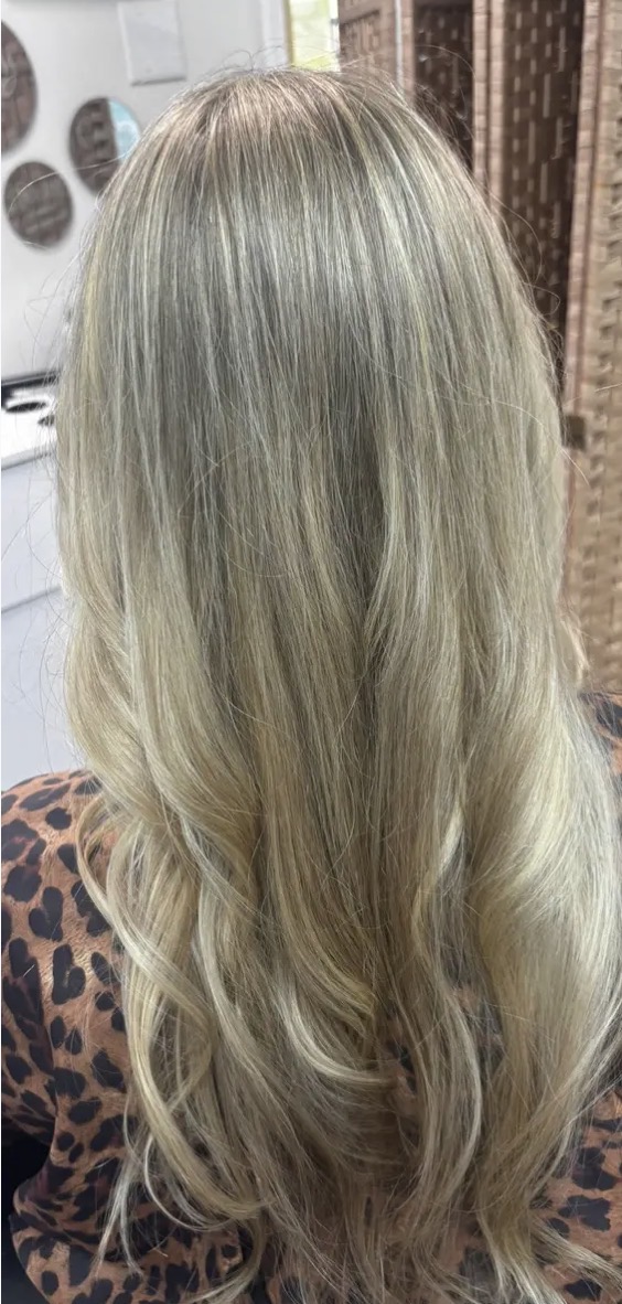 Softly blended silver-blonde hair